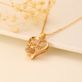 Golden heart-shaped MOM necklace with 100 languages I Love You projection stone - Gold Heart MOM Style (K-1024)