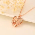 Rose gold MOM heart projection necklace with 100 languages of I love you and zircons - Rose Gold Heart MOM Style (K-1025)