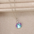 Sparkling crystal shell pendant necklace with colorful gradient on silver chain - White K Purple N-872 Gradient Crystal Shell Style