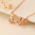 Rose gold 520 projection necklace with sparkling zircon heart pendant for women - Rose Gold 520 Number Projection Style (7296)