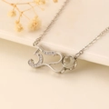 Silver 520 heart projection necklace for women with zircon stones and a delicate chain - Silver 520 Number Projection Style (7297)