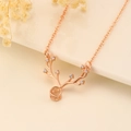 Rose gold antler necklace with sparkling rhinestones and a circular projection stone - Rose Gold Antler Projection Style (7298)