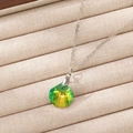 Elegant silver necklace with shell-shaped gradient crystal pendant in green and yellow - White K Green N-873 Green Yellow Gradient Shell Crystal