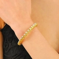 Lujosa pulsera tenis bañada en oro con brillantes circonitas cúbicas de corte redondo - Pulsera Dorada (2230)