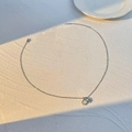 Minimalist silver shell pearl necklace with star and hexagon pendant on white texture - White K 5284 Silver Minimalist Hexagon Style