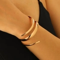 Elegant 3-layer spiral open cuff bracelet in polished gold finish for women - Golden Triple Spiral Open Bracelet (17)