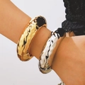 Chunky irregular hammered metal bangles in gold and silver finish for women - Hammered Bangle (44) / 2 Pcs/Set / Gold and Silver Two-tone