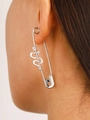 Orecchino a spilla da balia in argento con dettaglio a serpente e zirconi - Orecchino a Spilla Punk (7755)