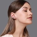 Ear cuff a serpente argento con pietre bianche e occhi in gemme verdi brillanti - Clip da orecchio a serpente con occhi verdi (orecchio destro) (1316) / Argento