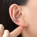 Polsino per orecchio a serpente argento con diamanti per orecchie senza buchi - Clip da orecchio a serpente squamoso (DZ-614) / Argento antico