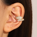 Ear cuff a serpente dorato con diamanti scintillanti per donne senza buchi - Clip da orecchio a zirconi stratificati (9466) / Oro 14K