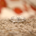 Adjustable silver rose flower ring with double layer design on a natural stone background - Double Layer Rose (N-1070) / White Gold