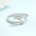 Elegant silver tulip open ring featuring a sparkling round zircon stone in a polished finish - Tulip Single Diamond (K-386)