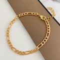 Gold Figaro chain bracelet with lobster clasp and extension link for men - Figaro Chain (M-244) / Gold