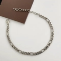 Silver Figaro chain bracelet for men featuring flat links and a secure lobster clasp - Figaro Chain (M-245) / Silver
