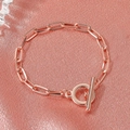 Elegant rose gold paperclip chain bracelet with a secure metal toggle clasp design - Paperclip Chain with Toggle Clasp (2873)