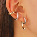 Ensemble de trois boucles d'oreilles et bagues d'oreille en finitions or et argent - Ensemble de Trois Boucles d'Oreilles Bicolore Or et Argent (F-030)
