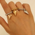 Driedelige set kralenringen met hartvormige hanger in goud- en zilveren afwerking - Ring 3 Stuks