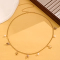 Details einer goldenen Strandkette mit Kunstperlen, Seeschnecken und Seestern-Anhängern - 47 KC-Gold Perle Seestern Wulk (7339)