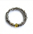 Bracelet rétro en perles CCB argentées irrégulières avec un pendentif perle jaune - Bracelet Perle