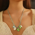 Collana intrecciata stile oceano con ciondolo a conchiglia e stella marina per vacanze - Verde 9228