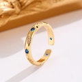 Anello aperto S925 regolabile dorato con zirconi blu e bianchi dal design cielo stellato - Stile Stellato Zircone Blu Oro KC (12253)