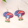 Boucles d'oreilles champignon en bois avec drapeau américain pour la fête nationale - Style Champignon Drapeau (N-296)