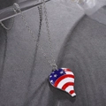 Silberne Heißluftballon Kette mit US Flaggenmuster auf grauem Stein Hintergrund - Heißluftballon Anhänger Halskette (1212) / Silber