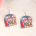 Boucles d'oreilles Mermaid in the USA en bois avec motifs rouges bleus et étoiles - Style Queue de Sirène Drapeau (N-297)