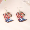 Boucles d'oreilles en bois personnalisées avec bottes et chapeau de cow-boy américain - Style Bottes et Chapeau de Cowboy Drapeau Personnalisable (N-293)