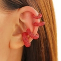 Set di quattro ear cuff rossi con strass a forma di C per orecchie senza buco in stile retrò - Orecchini Rossi (Set di 4)