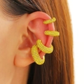 Set di polsini per orecchie a C gialli con strass, orecchini a clip trendy donna - Orecchini Gialli (Set di 4)