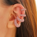 Set di quattro ear cuff con strass rosa e finitura dorata per orecchie senza buco - Orecchini Rosa (Set di 4)