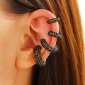 Set di quattro ear cuff dorati con strass neri scintillanti per orecchie senza buco - Orecchini Neri (Set di 4)