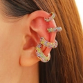 Set di quattro polsini per orecchie a forma di C con strass colorati stile retrò - Orecchini Multicolore (Set di 4)