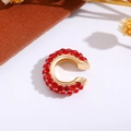 Polsino per orecchio a C dorato con cristalli rossi per orecchie senza buco - Rosso (Singolo-1.3cm)