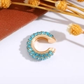 Polsino auricolare a C dorato con doppia fila di cristalli blu scintillanti - Blu (Singolo-1.3cm)