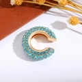 Ear cuff dorato a forma di C con cristalli azzurri incastonati in stile boho - Blu (Singolo-2.1cm)