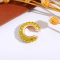 Polsino per orecchie a C dorato con cristalli gialli per orecchie non forate - Giallo (Singolo-1.3cm)