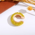 Ear cuff a forma di C placcato oro con cristalli gialli scintillanti per donne - Giallo (Singolo-1.6cm)