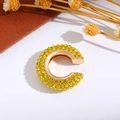Polsino per orecchie a C retrò placcato oro con vivaci strass gialli - Giallo (Singolo-1.9cm)
