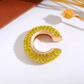 Polsino per orecchio a C dorato con strass gialli scintillanti in stile retrò - Giallo (Singolo-2.1cm)