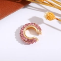 Polsino dell'orecchio dorato a forma di C con cristalli rosa incastonati a pavé - Rosa (Singolo-1.3cm)