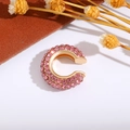 Polsino auricolare a C dorato con strass rosa incastonati su sfondo in pelle - Rosa (Singolo-1.6cm)