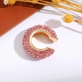 Ear cuff dorato a forma di C con strass rosa scintillanti incastonati per orecchie senza buco - Rosa (Singolo-2.1cm)
