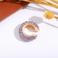Polsino auricolare a C dorato con cristalli viola e un design vintage minimalista - Viola (Singolo-1.3cm)