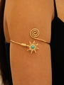 Bracelet de bras spirale doré minimaliste avec motif soleil et pierre turquoise - Or KC 3487