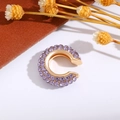 Elegante ear cuff a C dorato con doppia fila di zirconi viola con incastonatura - Viola (Singolo-1.6cm)
