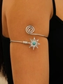 Bracelet de bras spirale bohème en argent avec fleur solaire et pierre turquoise - K blanc 3489