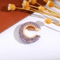Ear cuff dorato a forma di C con strass viola in uno stile vintage e minimalista - Viola (Singolo-1.9cm)
